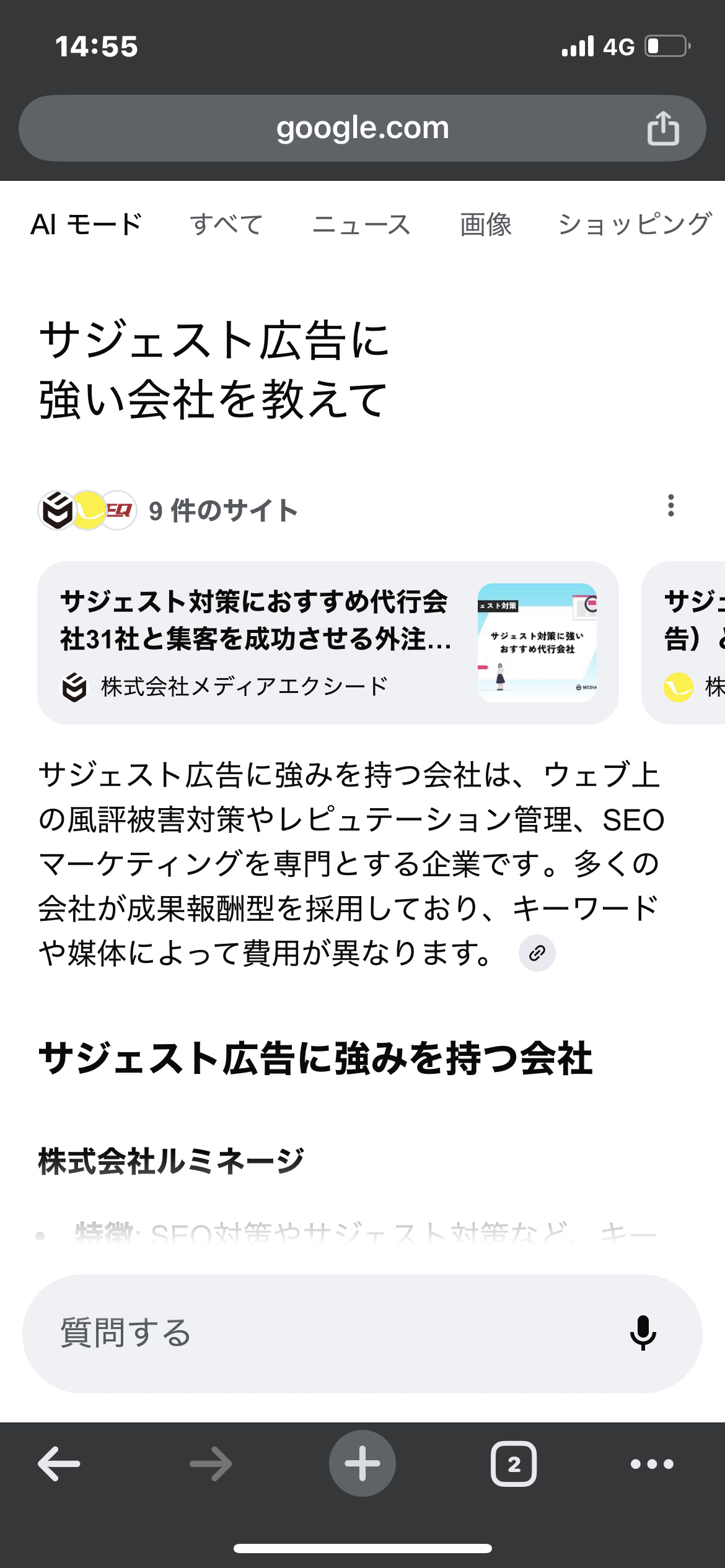 AIモードの回答例